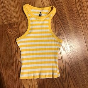 Pacsun cropped yellow and white halter top
